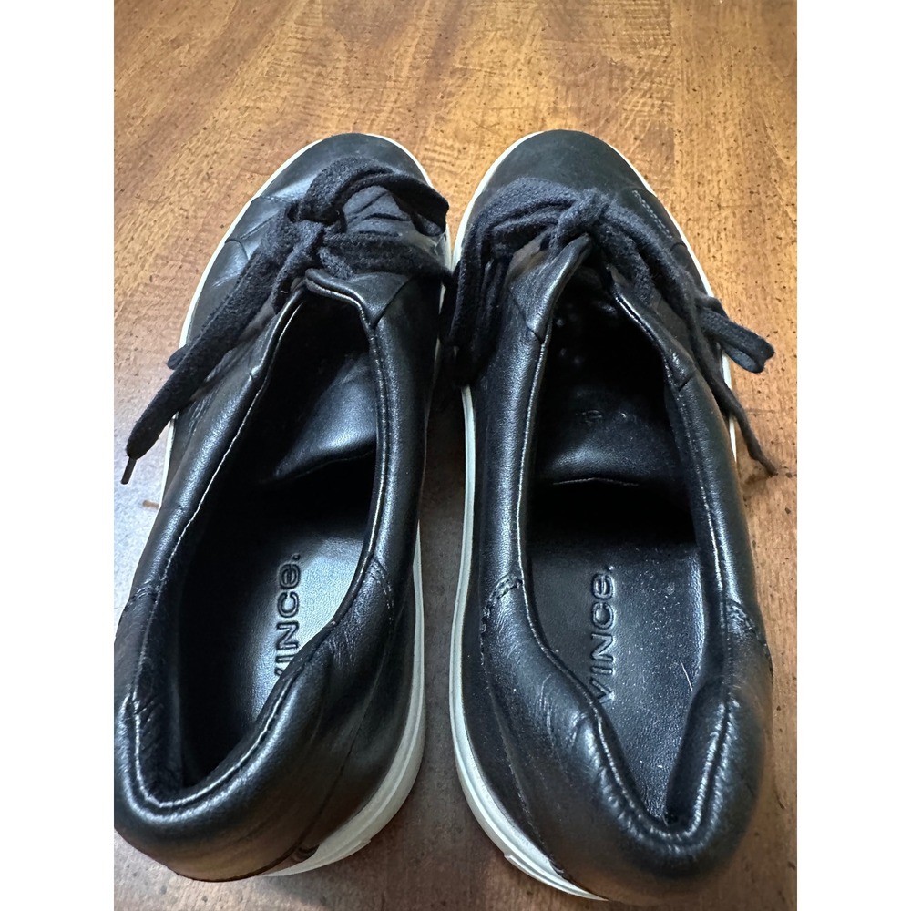 Vince‎ Black Leather Lace Up Low Top Sneakers Women's Size 7.5 - Picture 4 of 7